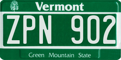 VT license plate ZPN902