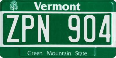 VT license plate ZPN904