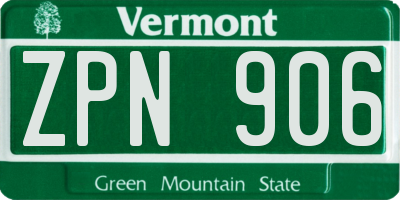 VT license plate ZPN906