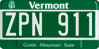 VT license plate ZPN911