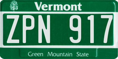VT license plate ZPN917