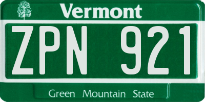 VT license plate ZPN921
