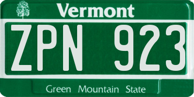 VT license plate ZPN923
