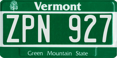 VT license plate ZPN927