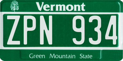 VT license plate ZPN934