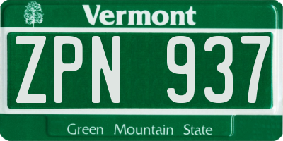 VT license plate ZPN937