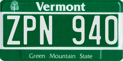 VT license plate ZPN940