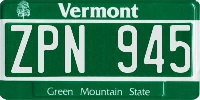 VT license plate ZPN945