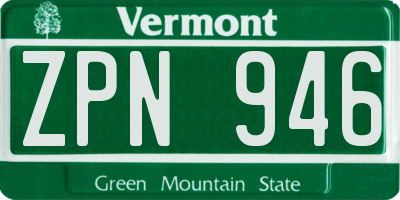 VT license plate ZPN946