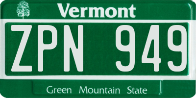 VT license plate ZPN949