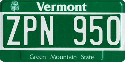 VT license plate ZPN950