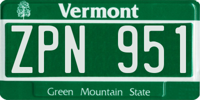 VT license plate ZPN951
