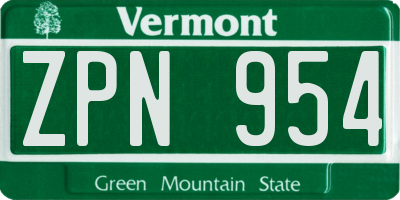 VT license plate ZPN954