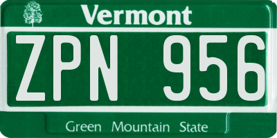 VT license plate ZPN956