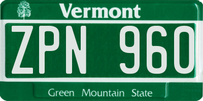 VT license plate ZPN960