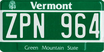 VT license plate ZPN964