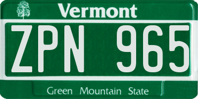 VT license plate ZPN965