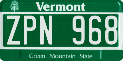 VT license plate ZPN968