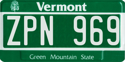 VT license plate ZPN969