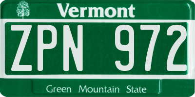 VT license plate ZPN972