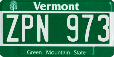 VT license plate ZPN973