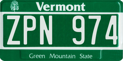 VT license plate ZPN974