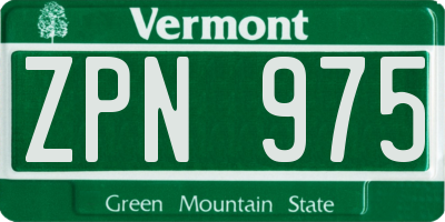 VT license plate ZPN975