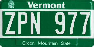 VT license plate ZPN977