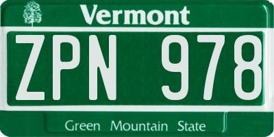 VT license plate ZPN978