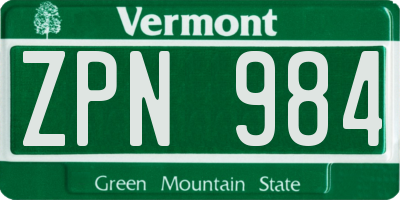 VT license plate ZPN984