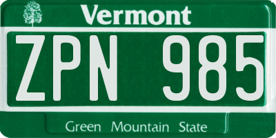 VT license plate ZPN985
