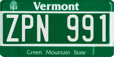 VT license plate ZPN991
