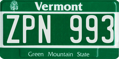 VT license plate ZPN993