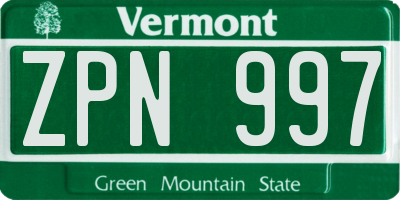 VT license plate ZPN997