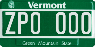 VT license plate ZPO000