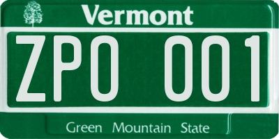 VT license plate ZPO001