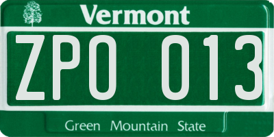 VT license plate ZPO013