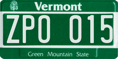 VT license plate ZPO015