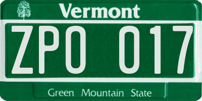 VT license plate ZPO017