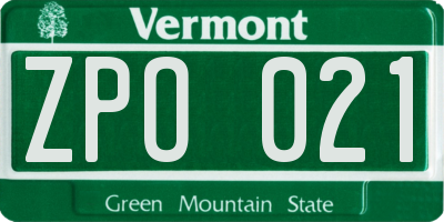 VT license plate ZPO021