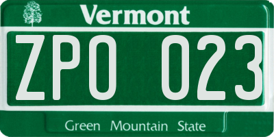 VT license plate ZPO023