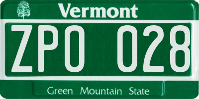 VT license plate ZPO028