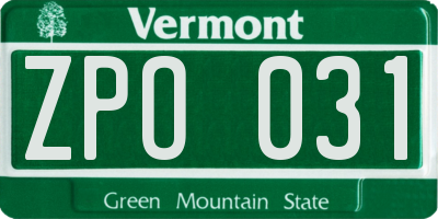 VT license plate ZPO031