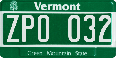 VT license plate ZPO032