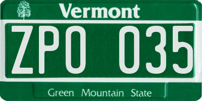 VT license plate ZPO035