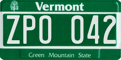 VT license plate ZPO042