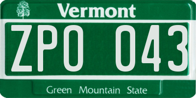 VT license plate ZPO043