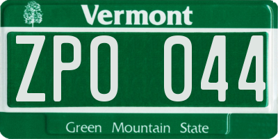 VT license plate ZPO044