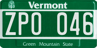 VT license plate ZPO046