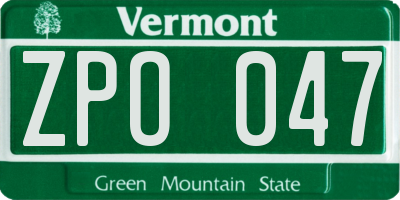 VT license plate ZPO047